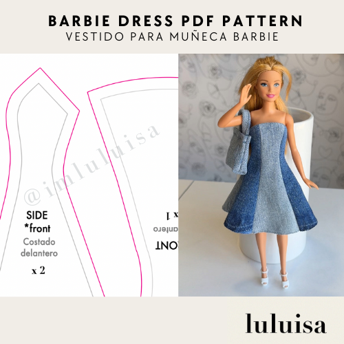 Barbie Dress Sewing Pattern - Moldes Vestido Barbie