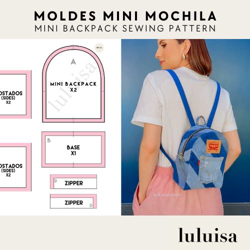 free mini backpack sewing pattern LindSport PDF (includes an A0 File, Proje Linds Handmade Designs Minni Mini Backpack sewing pattern
