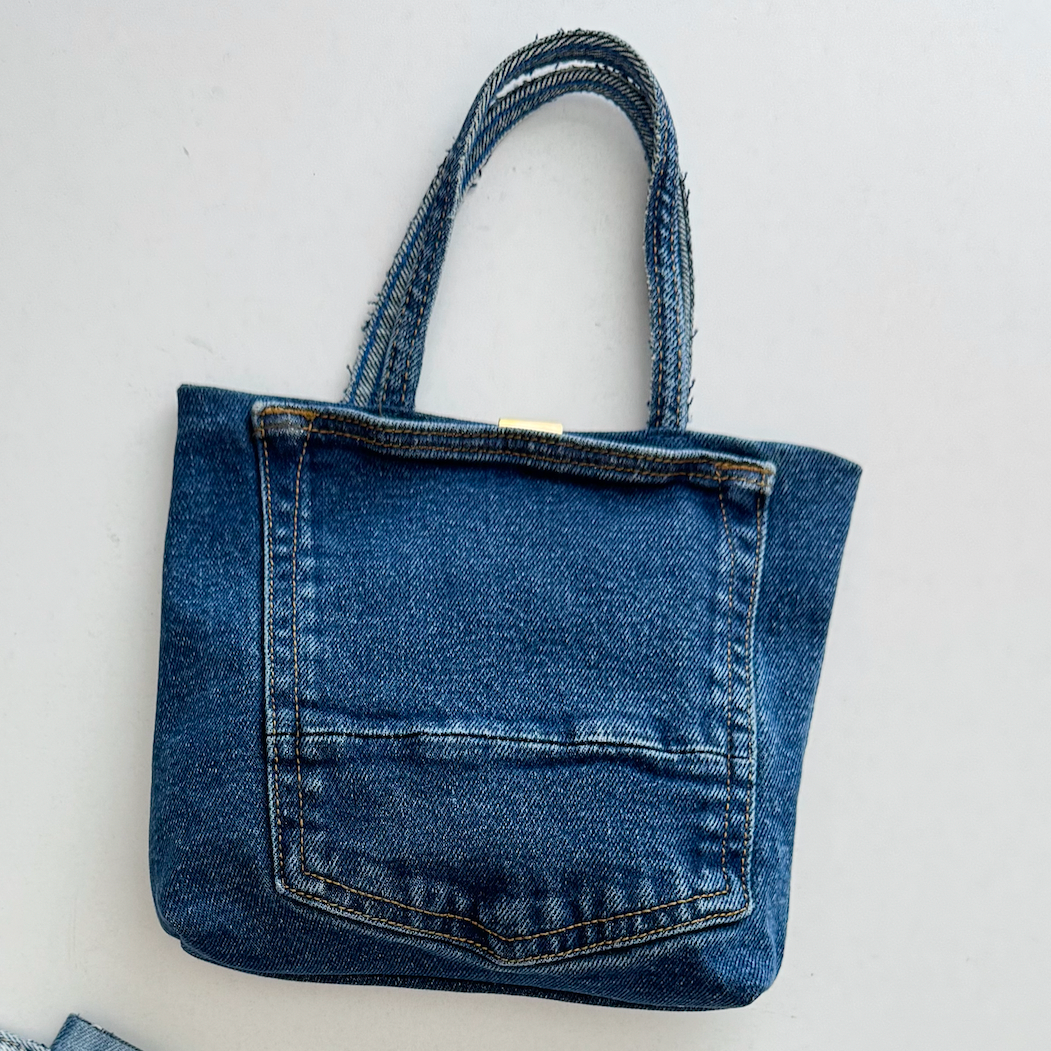 mini tote bag made with jeans pocket