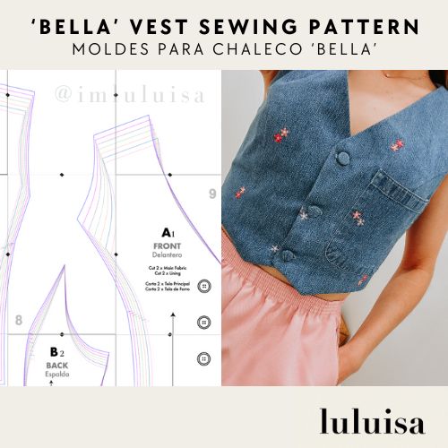 'BELLA' Vest Sewing Pattern + Includes Written Sewing Instructions