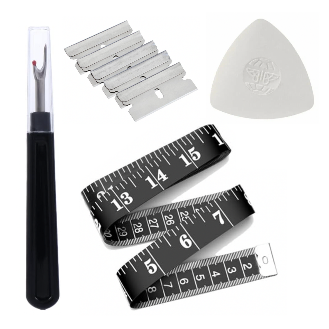 4 Tailoring Essentials Bundle – Seam Ripper, Chalk, Measuring Tape, & Precision Blades