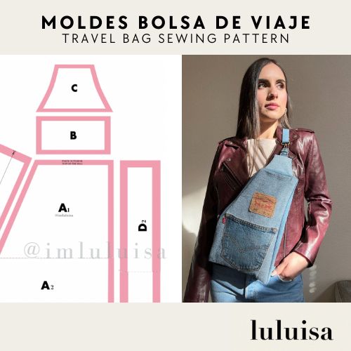travel bag diy upcycle levis jeans vintage 501 sling bag costura luluisa moldes luluisa sewing patterns designerluisa moldes