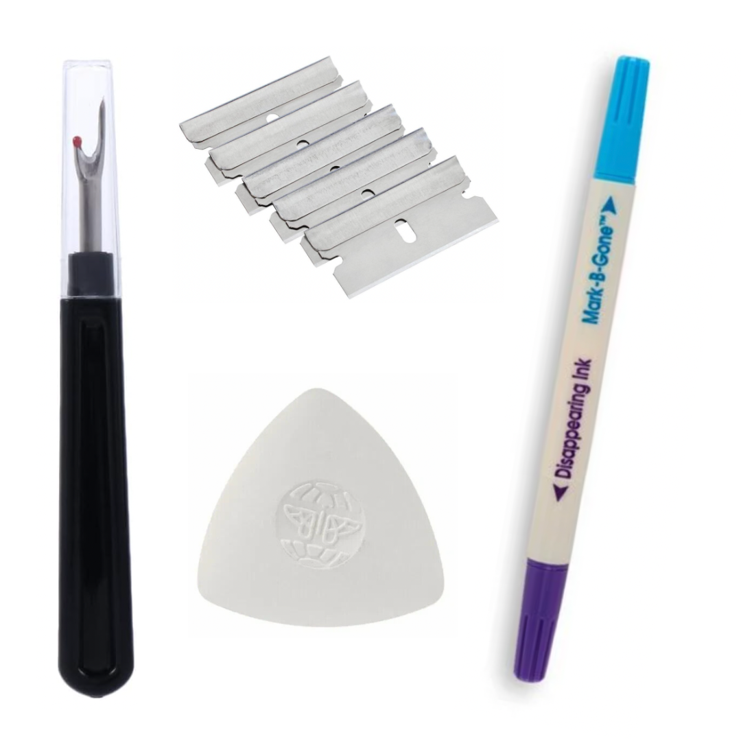 4 Sewing Essentials Kit – Dual Fabric Marker, Seam Ripper, Chalk & 10 Precision Blades