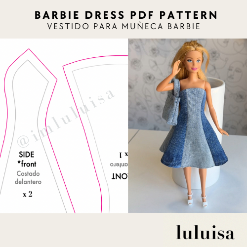 Patrones de Costura para Vestido de Barbie Corte Princesa