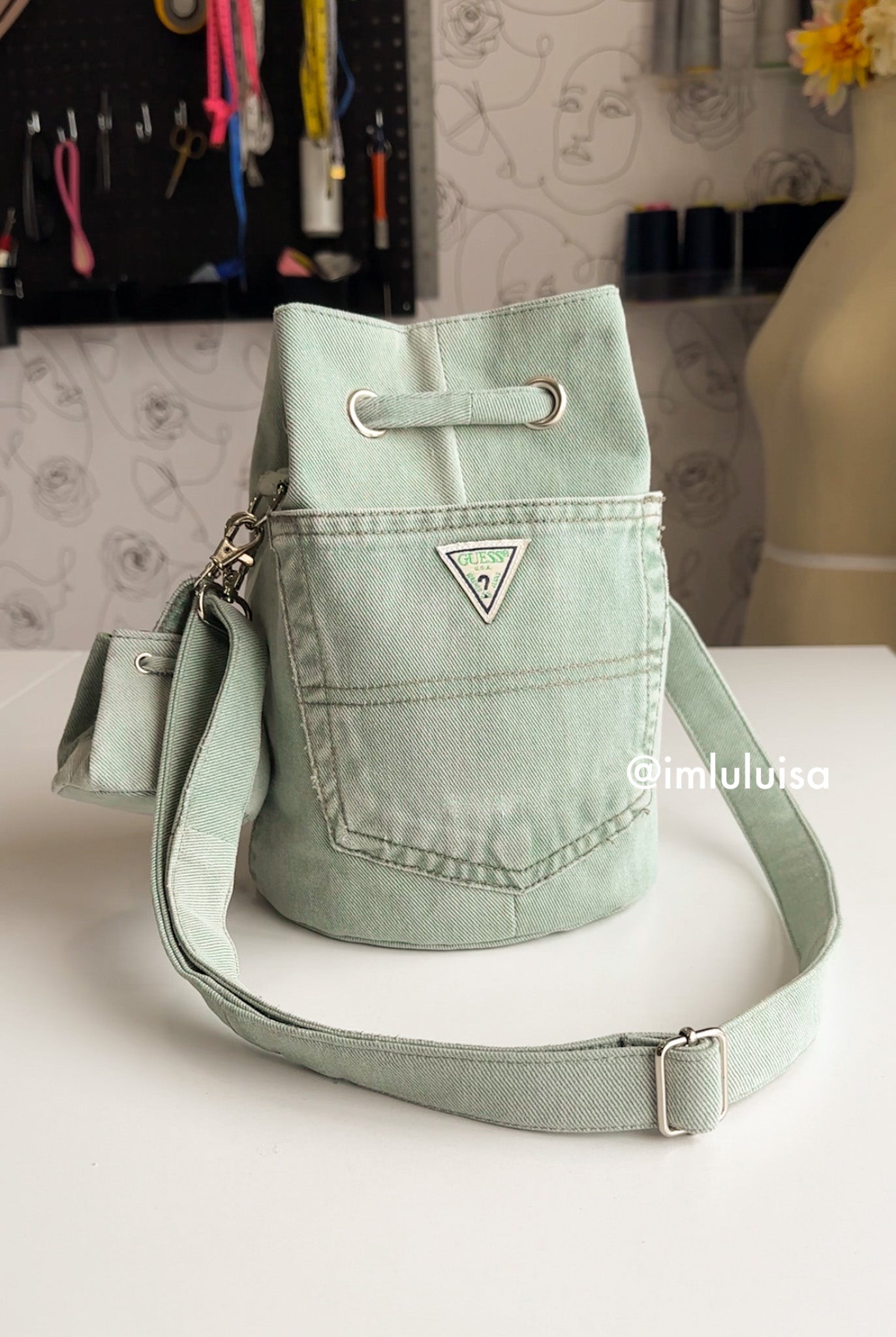 Upcycle Jeans Bucket Bag Diy Tutorial Sewing Pattern LuLuisa BUCKET BAG designerluisa