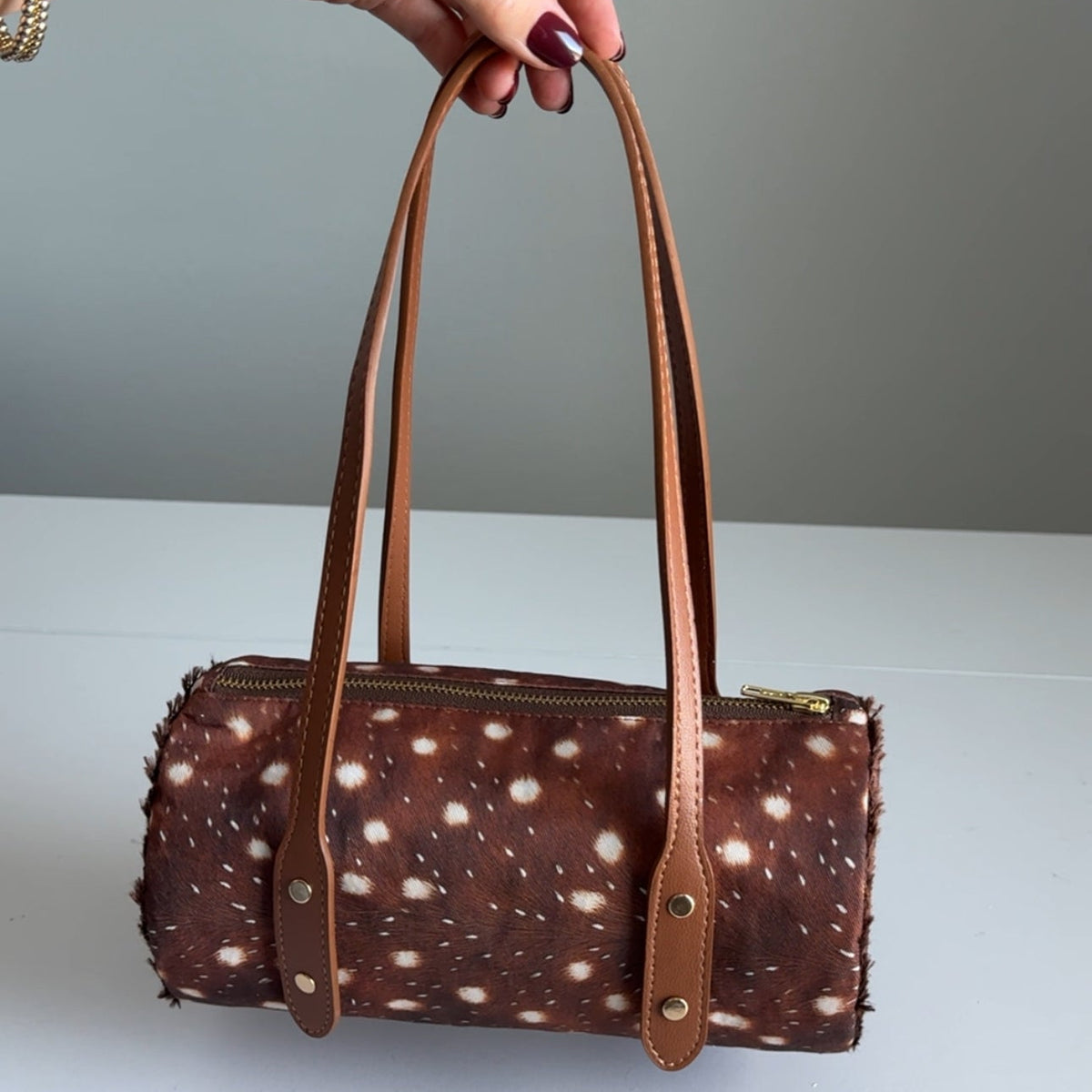 deer print barrel bag cylinder bag 