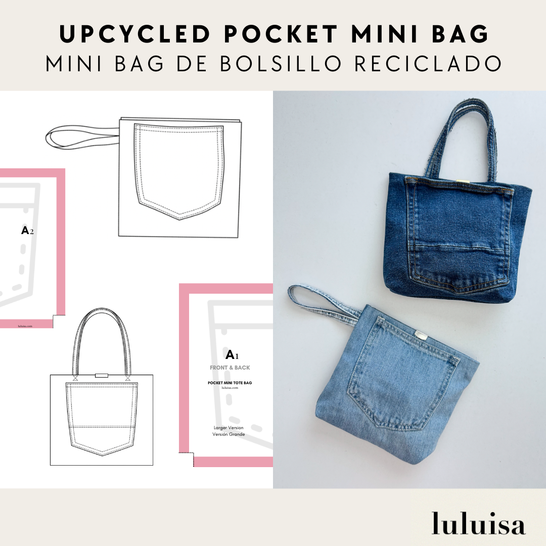 Upcycled Pocket Mini Bag Sewing Pattern + Sewing Instructions