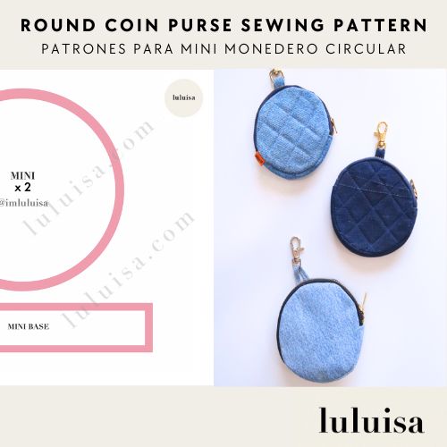 Round Coin Purse Sewing Pattern - Molde de Costura para Monedero Circular