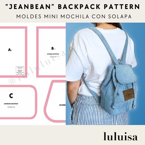 Mini Backpack with Flap_Sewing Patterns Upcycled Jeans Luluisa_Moldes imluluisa designerluisa patronesde costura upcycling mini mochila con solapa 2