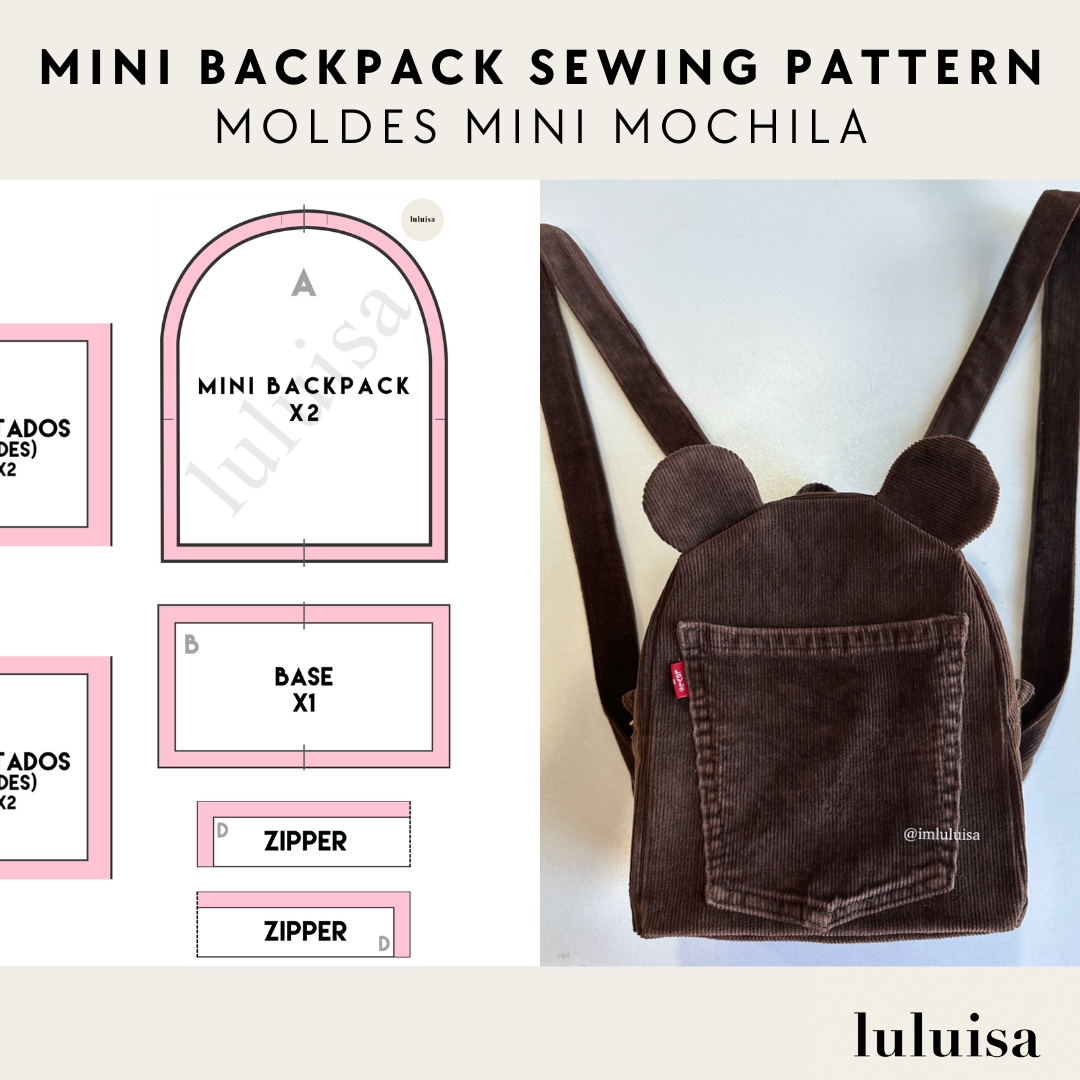 brown suede bag mini backpack diy sewing pattern, moldes para mini mochila designerluisa imluluisa