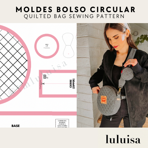 quilted bag sewing pattern luluisa luluisa.com designerluisa pattern round bag pattern sewing costura luluisa moldes bolsa de jeans