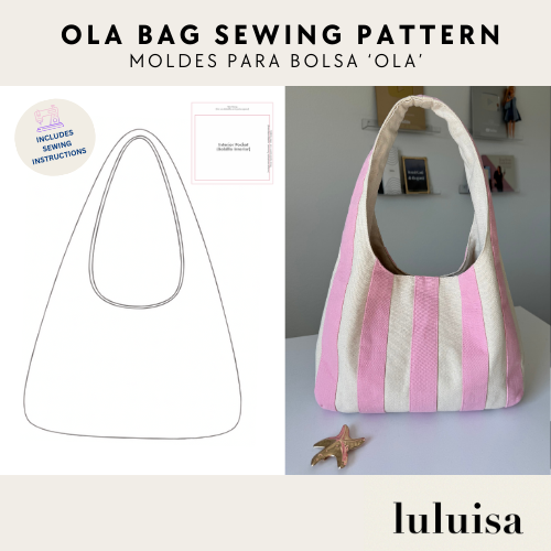 OLA BAG Sewing Pattern imluluisa moldes para bolsa hobo bag, patrones de costura bolsa ola de playa-designerluisa