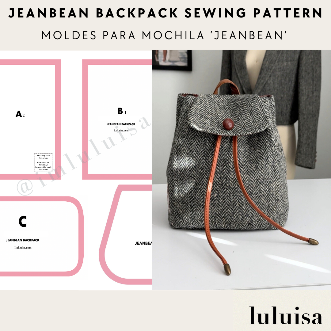 JEANBEAN Patrones de Costura para Mochila con Solapa + Incluye Video