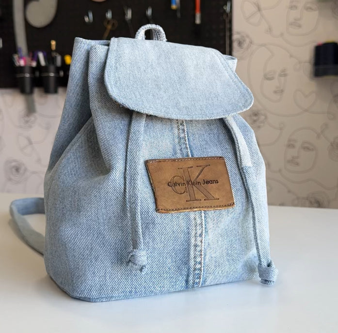 Mini jean backpack best sale