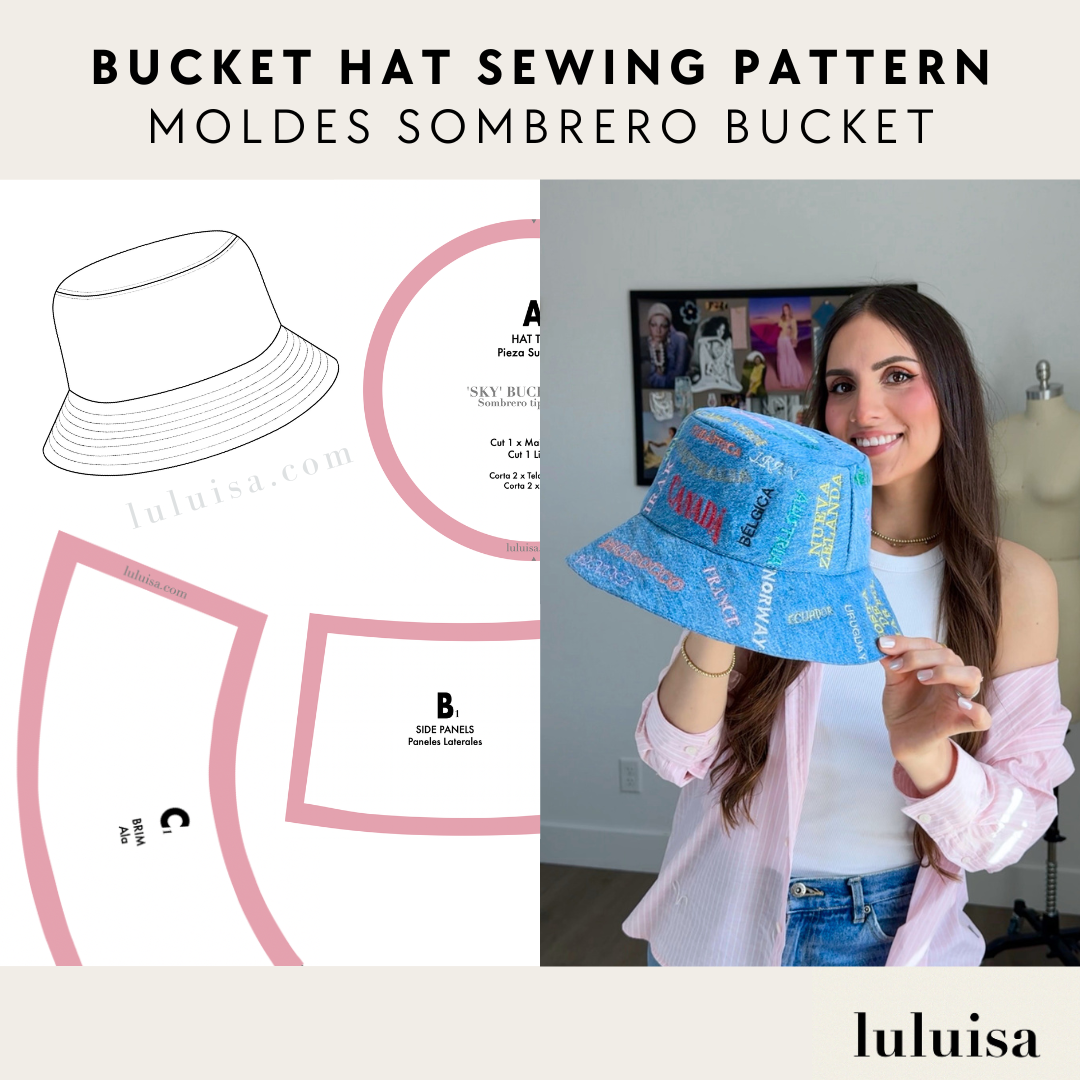 Patrón de Costura Bucket Hat + Instrucciones de Costura Ilustradas